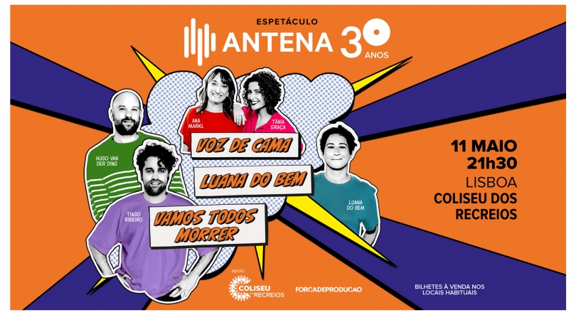 A Antena 3 celebra os seus 30 anos com um espetáculo no Coliseu dos Recreios