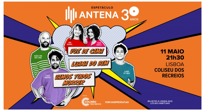 A Antena 3 celebra os seus 30 anos com um espetáculo no Coliseu dos Recreios